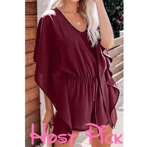 Born To Fly Kimono Style Wine Red Romper
